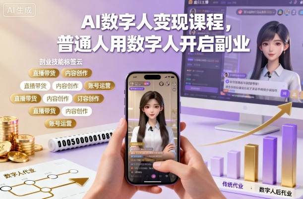 AI数字人变现课程，普通人用数字人开启副业-瀚洪创业网