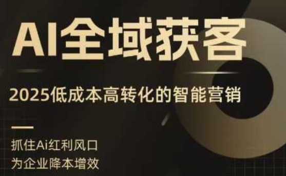 AI全域获客实训营，2025低成本高转化的智能营销，精准找客，高效营销-瀚洪创业网