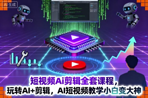 短视频Ai剪辑全套课程，玩转AI+剪辑，AI短视频教学小白变大神-瀚洪创业网