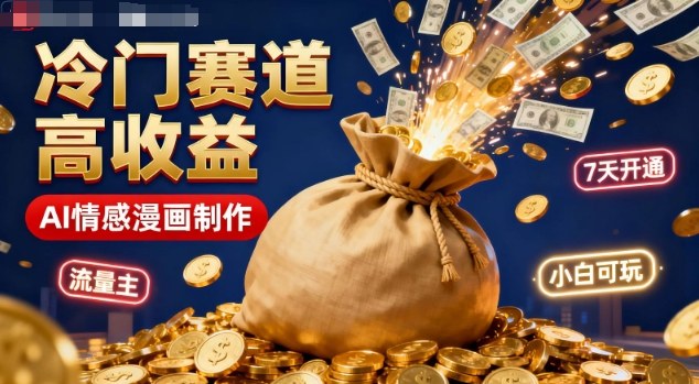 公众号冷门赛道，用AI做情感漫画，7天开通流量主，操作简单，小白可玩-瀚洪创业网