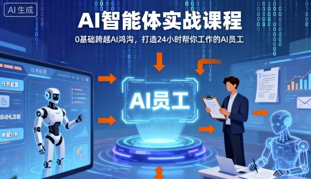 Ai智能体实战课程，0基础跨越Ai鸿沟，打造24小时帮你工作的Ai员工，打破常规，以实战定义Ai-瀚洪创业网