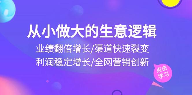 从小做大生意逻辑：业绩翻倍增长/渠道快速裂变/利润稳定增长/全网营销创新-瀚洪创业网