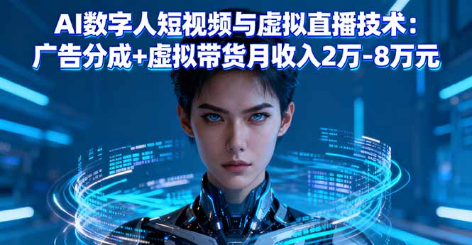 AI数字人短视频与虚拟直播技术：广告分成+虚拟带货月收入2万-8万元-瀚洪创业网