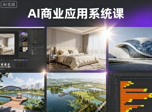 AI商业应用系统课，室内-软装-建筑-景观，智能设计+效果图+动画画实战-瀚洪创业网