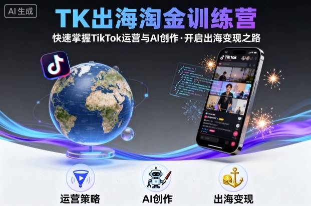 TK出海淘金训练营，助你快速掌握TikTok运营与AI创作，开启出海变现之路-瀚洪创业网