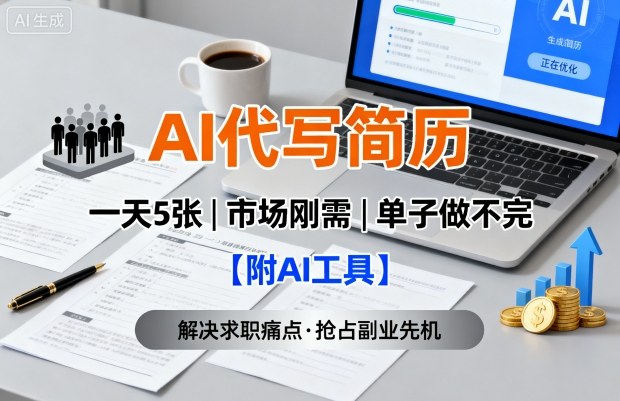 AI代写简历，一天5张，今年找工作难，市场刚需，单子做不完【附AI工具】-瀚洪创业网