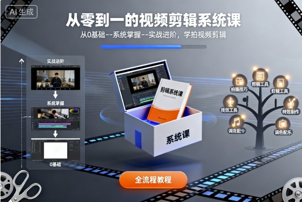 从零到一的视频剪辑系统课，从0基础--系统掌握--实战进阶，学拍视频剪辑-瀚洪创业网