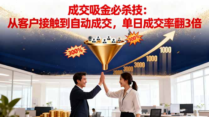 吸金成交营销必杀技：从客户接触到自动成交，单日成交率翻3倍-瀚洪创业网