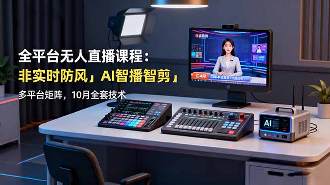 全平台无人直播课程：非实时防风＋AI智播智剪＋多平台矩阵，10月全套技术-瀚洪创业网