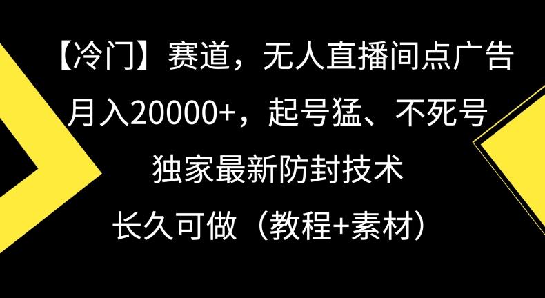冷门赛道，无人直播间点广告，月入20000+，起号猛、不死号，独家最新防封技术【揭秘】-瀚洪创业网