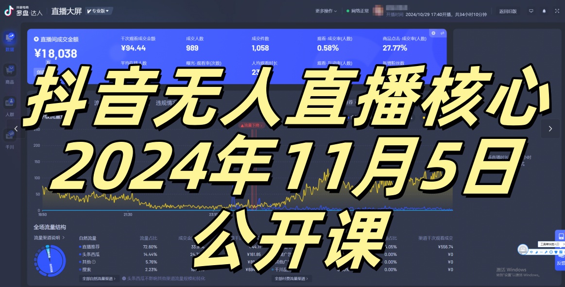 抖音无人直播核心公开课，咸鱼翻身小白可做带有睡后收入月入过万太简单【揭秘】-瀚洪创业网