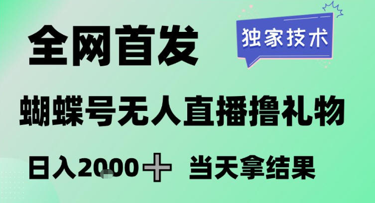 2026最新蝴蝶号无人直播掘金，独家技术，全网首发小白做了一个月收益3W，长期稳定可做【揭秘】-瀚洪创业网