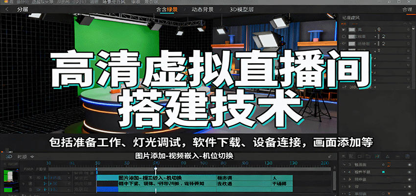 高清虚拟直播间搭建技术，包括准备工作、灯光调试，软件下载、设备连接，画面添加等-瀚洪创业网