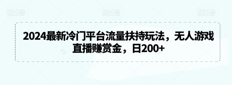 2024最新冷门平台流量扶持玩法，无人游戏直播赚赏金，日200+【揭秘】-瀚洪创业网