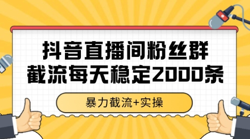 抖音直播间粉丝群暴力截流，一台电脑每天稳定2000条数据【揭秘】-瀚洪创业网