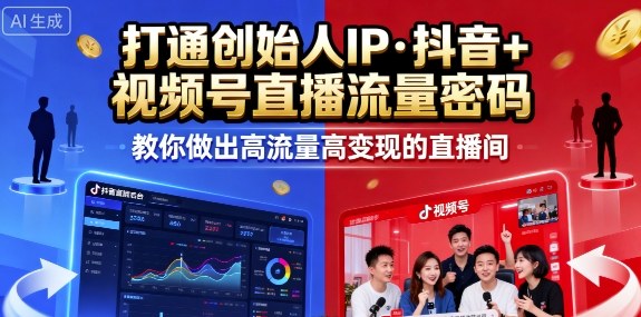25年直播9-10两期线下课，打通创始人IP，抖音+视频号直播流量密码，教你做出高流量高变现的直播间-瀚洪创业网