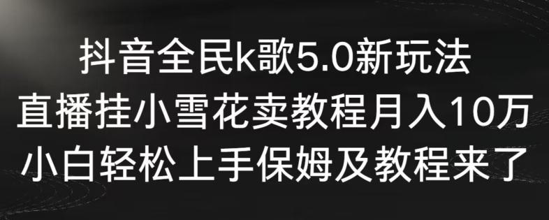抖音全民k歌5.0新玩法，直播挂小雪花卖教程月入10万，小白轻松上手，保姆及教程来了【揭秘】-瀚洪创业网