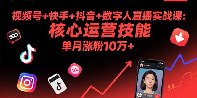 视频号+快手+抖音+数字人直播实战课(9月-瀚洪创业网