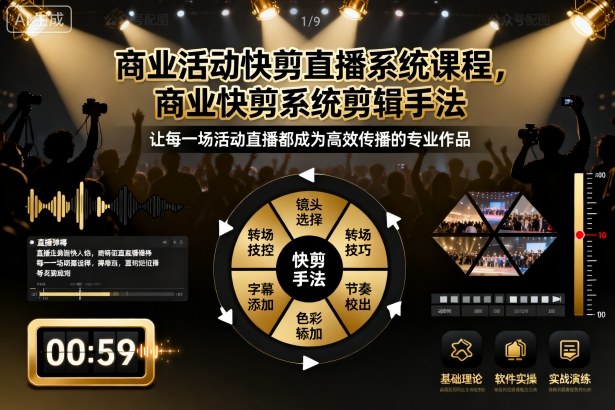商业活动快剪直播系统课程，商业快剪系统剪辑手法-瀚洪创业网