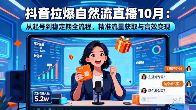 抖音拉爆自然流直播10月：从起号到稳定期全流程，精准流量获取与高效变现-瀚洪创业网