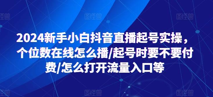 2024新手小白抖音直播起号实操，个位数在线怎么播/起号时要不要付费/怎么打开流量入口等-瀚洪创业网