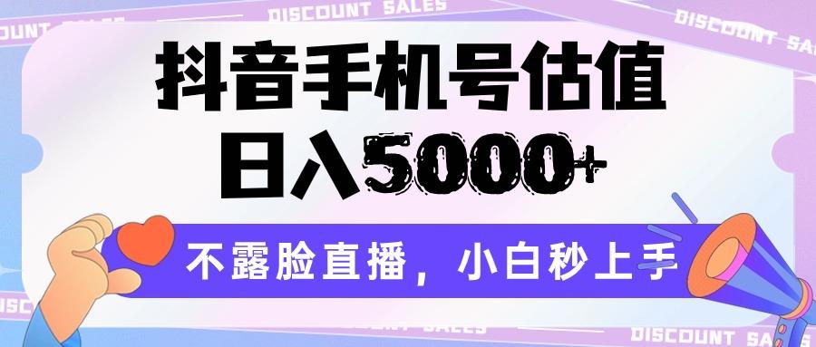 抖音手机号估值，日入5000+，不露脸直播，小白秒上手-瀚洪创业网