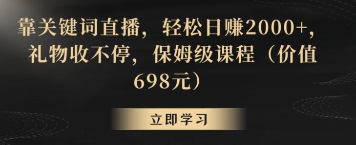 靠关键词直播，轻松日赚2000+，礼物收不停，保姆级课程(价值698元)【揭秘】-瀚洪创业网