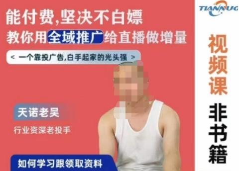 天诺老吴全域推广线上课，能付费坚决不白嫖，教你用全域推广给直播做增量-瀚洪创业网