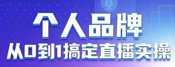 个人品牌：从0到1搞定直播实操，用直播为你的个人品牌赋能，六大实操板块，放大个人影响力-瀚洪创业网