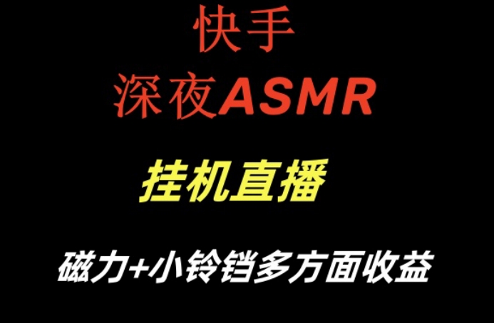 快手深夜ASMR挂机直播，磁力+小铃铛收益(附带工具和5G素材)【揭秘】-瀚洪创业网