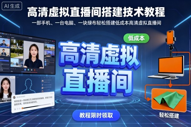高清虚拟直播间搭建技术教程，一部手机、一台电脑、一块绿布轻松搭建低成本高清虚拟直播间-瀚洪创业网