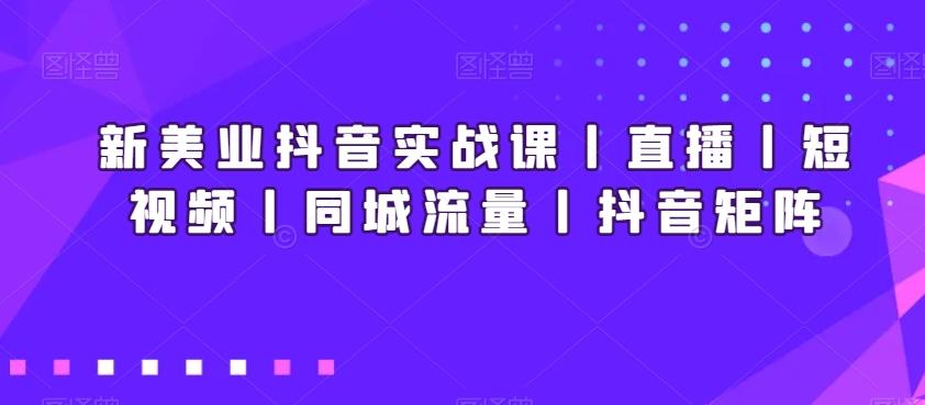 新美业抖音实战课丨直播丨短视频丨同城流量丨抖音矩阵-瀚洪创业网