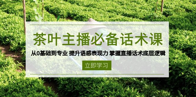 茶叶 主播必备话术课 从0基础到专业 提升语感表现力 掌握直播话术底层逻辑-瀚洪创业网