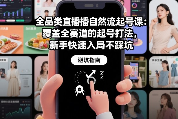 全品类直播自然流起号课：覆盖全赛道的起号打法，新手快速入局不踩坑-瀚洪创业网