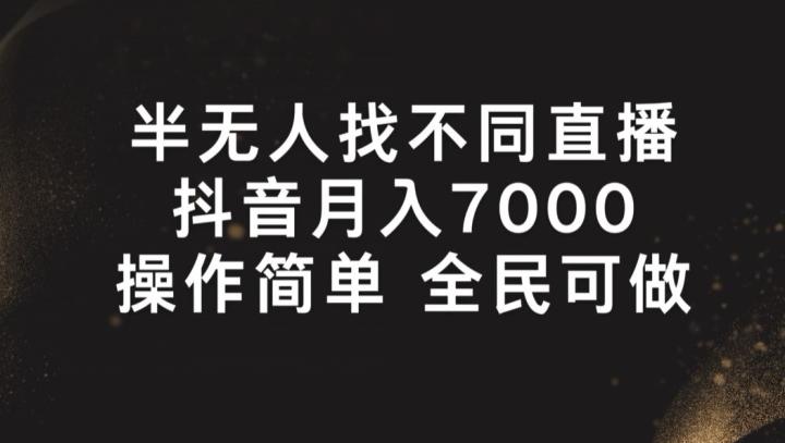 半无人找不同直播，月入7000+，操作简单 全民可做【揭秘】-瀚洪创业网