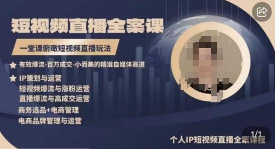 高品质IP短视频直播全案课程，一堂课俯瞰短视频直播玩法-瀚洪创业网
