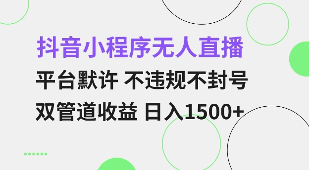 抖音小程序无人直播 平台默许 不违规不封号 双管道收益 日入多张 小白也能轻松操作【仅揭秘】-瀚洪创业网