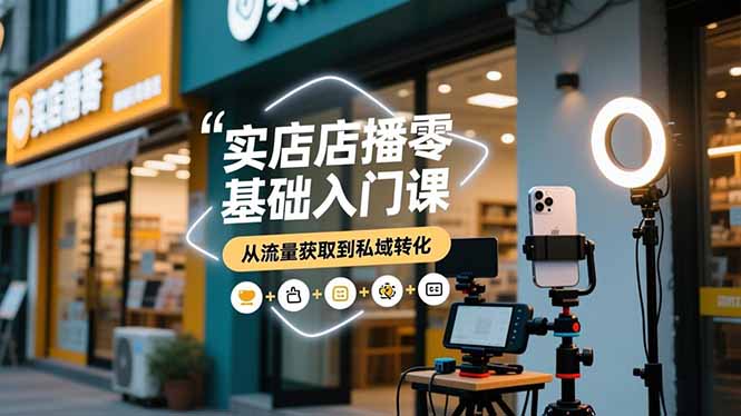 实体店播零基础入门课，实体店+短视频+直播+微信生态+私域社群，从流量获取到私域转化-瀚洪创业网