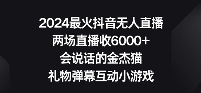 2024最火抖音无人直播，两场直播收6000+，礼物弹幕互动小游戏【揭秘】-瀚洪创业网
