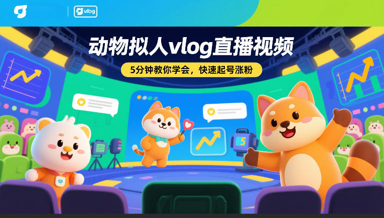 动物拟人vlog直播视频，5分钟教你学会，快速起号涨粉-瀚洪创业网