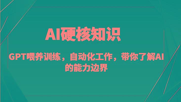 AI硬核知识-GPT喂养训练，自动化工作，带你了解AI的能力边界(10节课)-瀚洪创业网