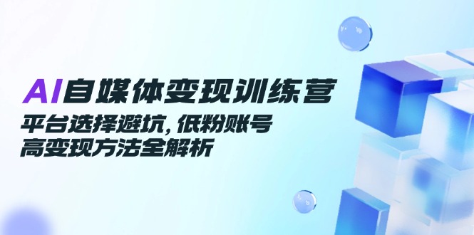 AI自媒体变现训练营，平台选择避坑，低粉账号高变现方法全解析-瀚洪创业网