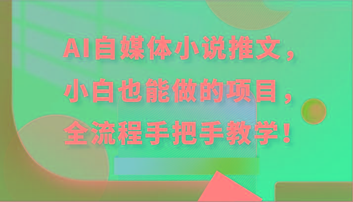 AI自媒体小说推文，小白也能做的项目，全流程手把手教学！-瀚洪创业网