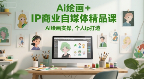 Ai绘画+IP商业自媒体精品课，Ai绘画实操，个人ip打造-瀚洪创业网