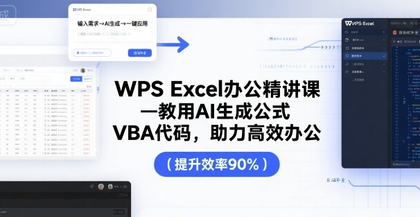 WPS Excel办公精讲课，教用 AI 生成公式，VBA 代码，助力高效办公-瀚洪创业网