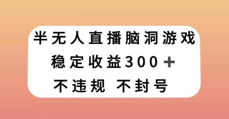 半无人直播脑洞小游戏，每天收入300+，保姆式教学小白轻松上手【揭秘】-瀚洪创业网