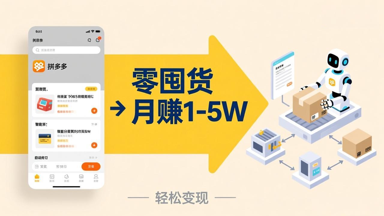不用囤货不用跑单！拼多多虚拟玩法，机器人管理发货和客服，帮你月赚 1-5W-瀚洪创业网