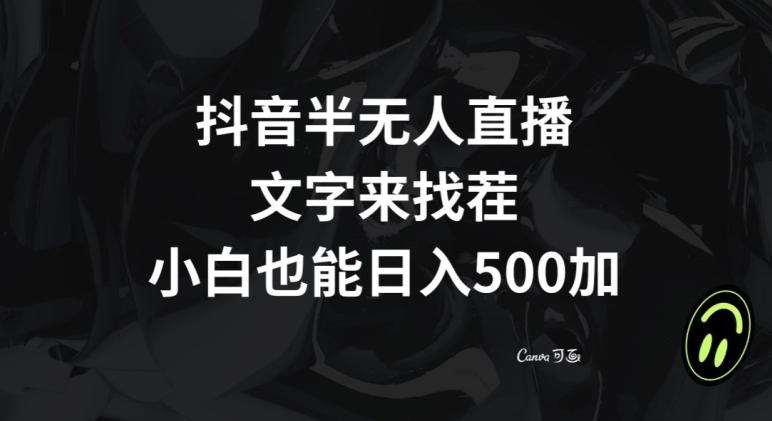 抖音半无人直播，文字来找茬小游戏，每天收益500+【揭秘】-瀚洪创业网