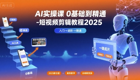 AI实操课0基础到精通-短视频剪辑教程2025-瀚洪创业网