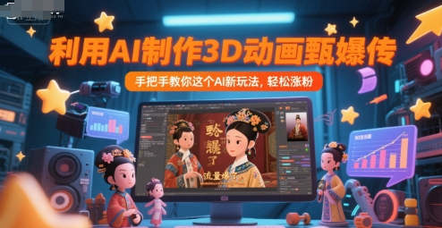 利用AI制作3D动画甄嬛传，流量爆了，手把手教你这个AI新玩法，轻松涨粉-瀚洪创业网